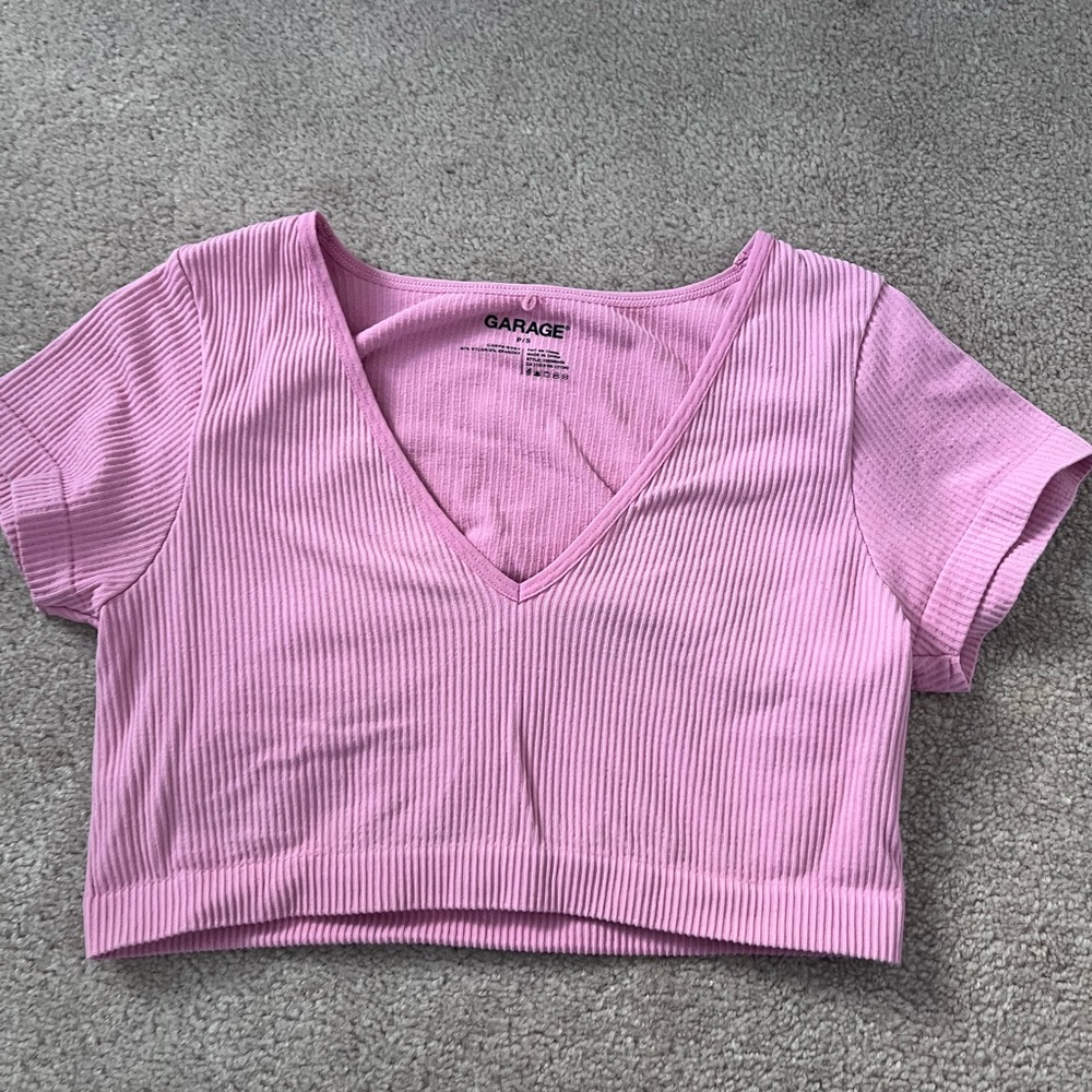 Garage Light Pink Ribbed Crop Top - Picture 1 of 1